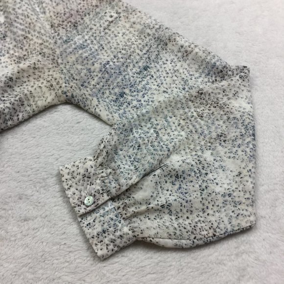 Violet & Claire Blouse Top Size M Womans White Gray V-Neck Long Sleeve Chiffon - Picture 10 of 15